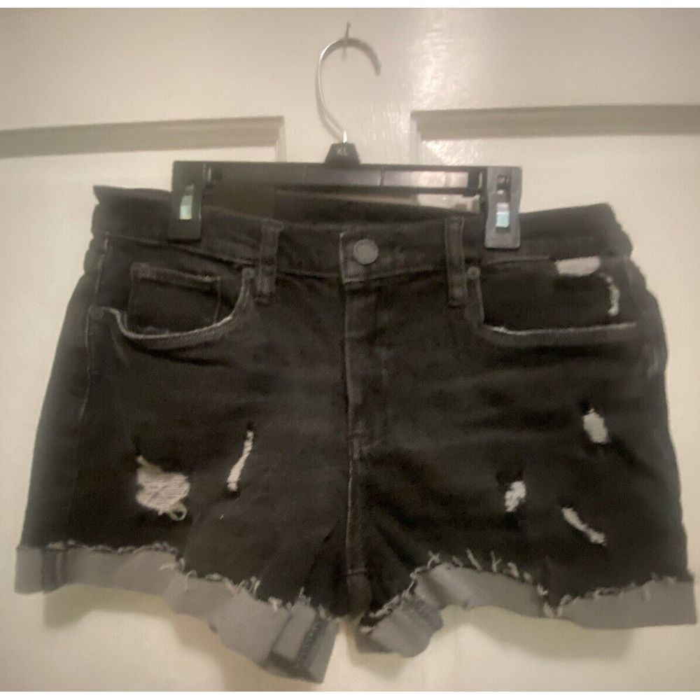 Blank‎ NYC The Fulton Roll Up Shorts Black Denim Distressed Women's Size 28 NWT